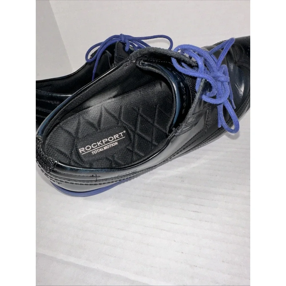 Rockport Men's Total Motion‎ Sport Wing Tip Dress Shoes 11.5M Black Blue Soles